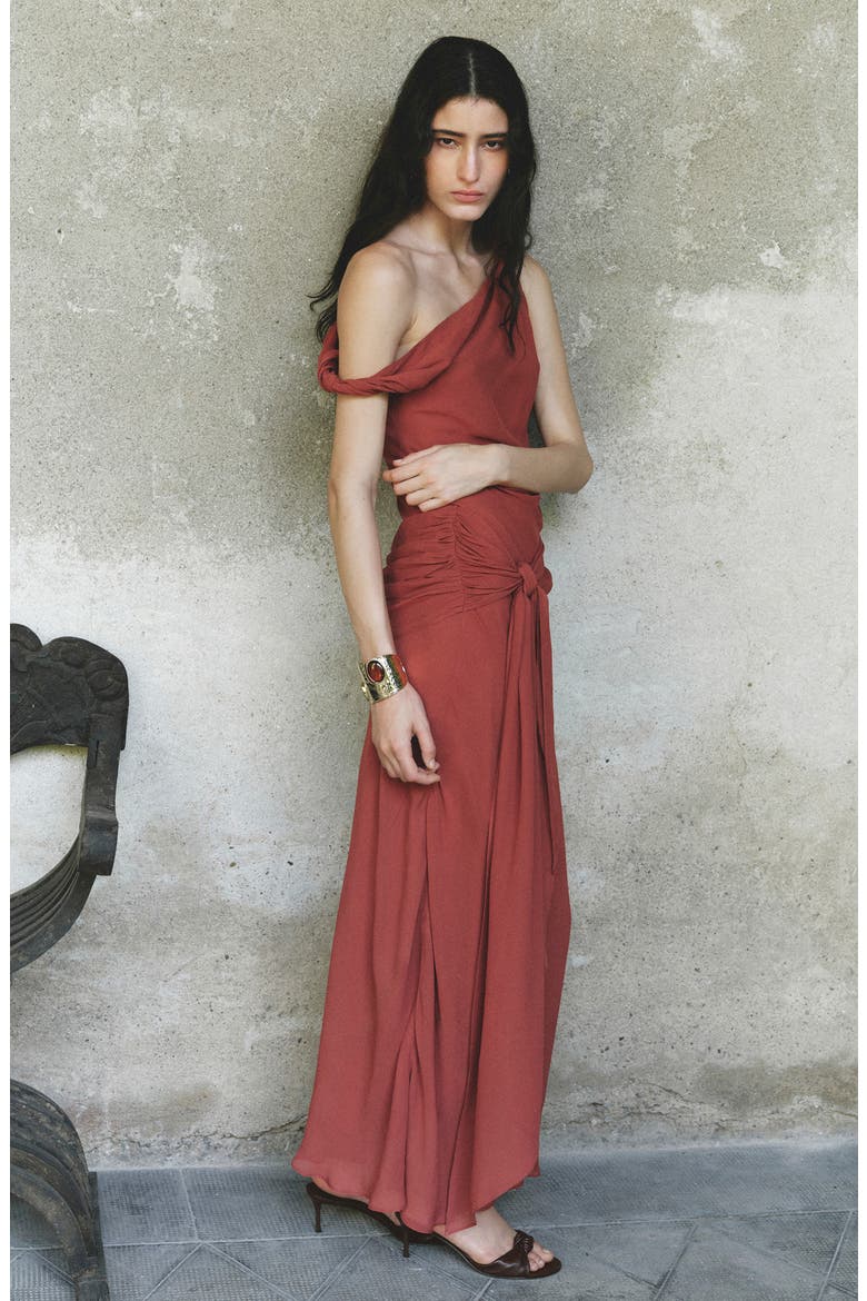 Drape Tie Waist Sleeveless Maxi Dress, Alternate, color, BURGUNDY
