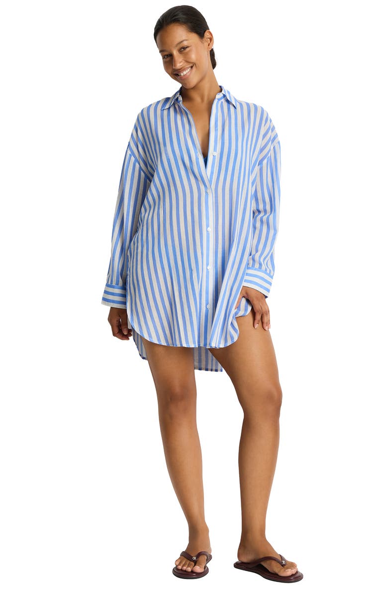 Sea Level Vacay Cruise Cover-Up Shirt, Alternate, color, Chambray