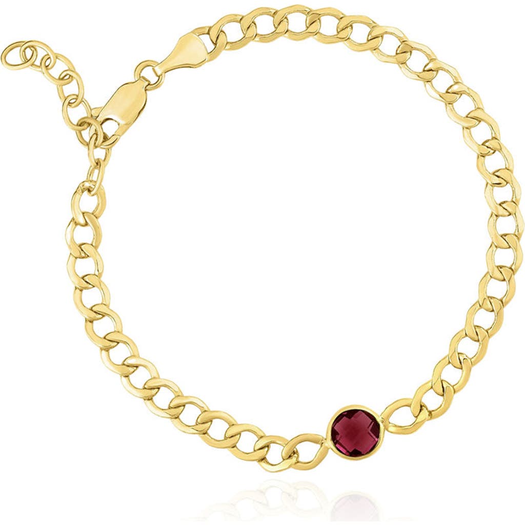The Lovery Fine Jewelry Garnet Bezel Curb Bracelet In Burgundy