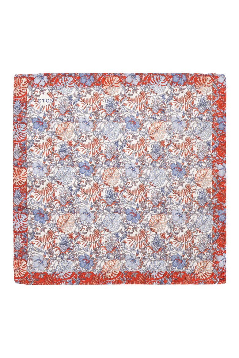Red Tropical Oxford Silk Pocket Square, Alternate, color, MEDIUM RED