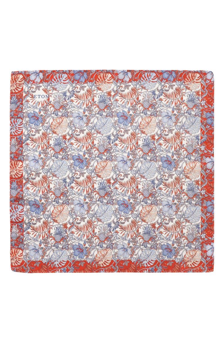 Eton Red Tropical Oxford Silk Pocket Square, Alternate, color, Medium Red