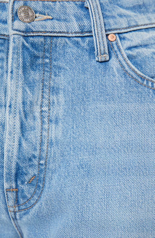 Mother The Dodger Button Hover Cuff Wide Leg Jeans In Blue