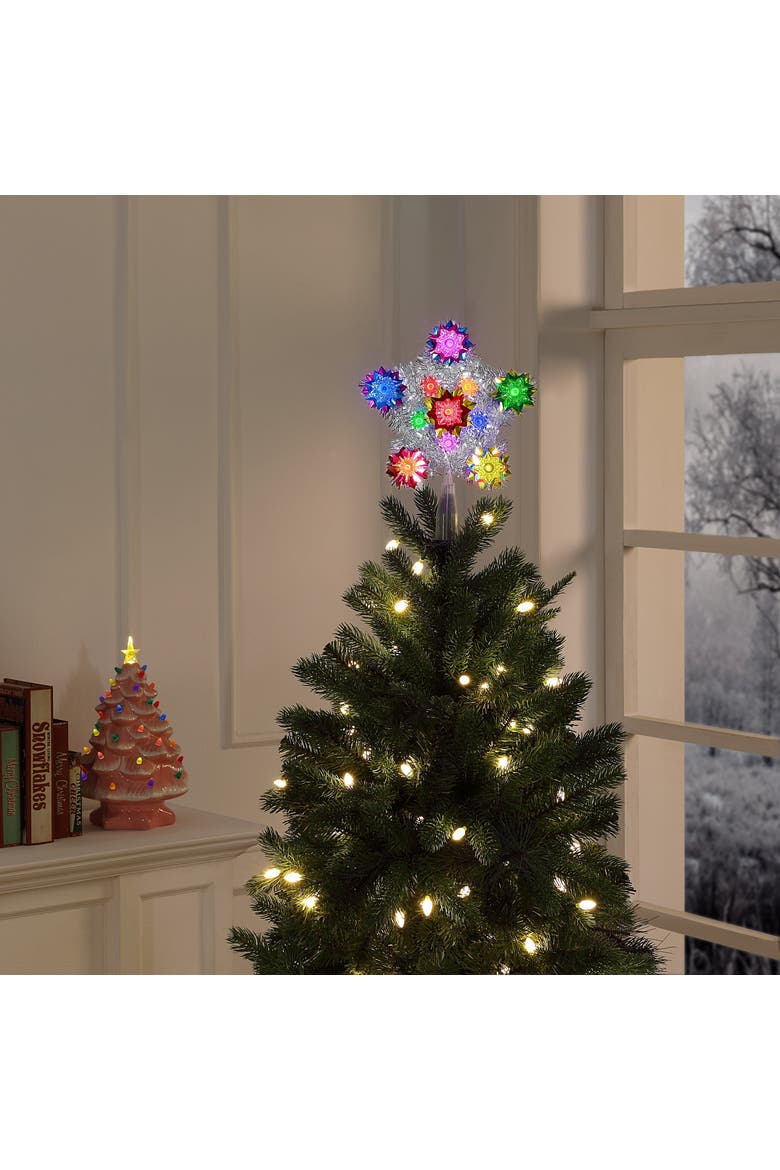 11 in. Tinsel Star Tree Topper, Alternate, color, Multicolored