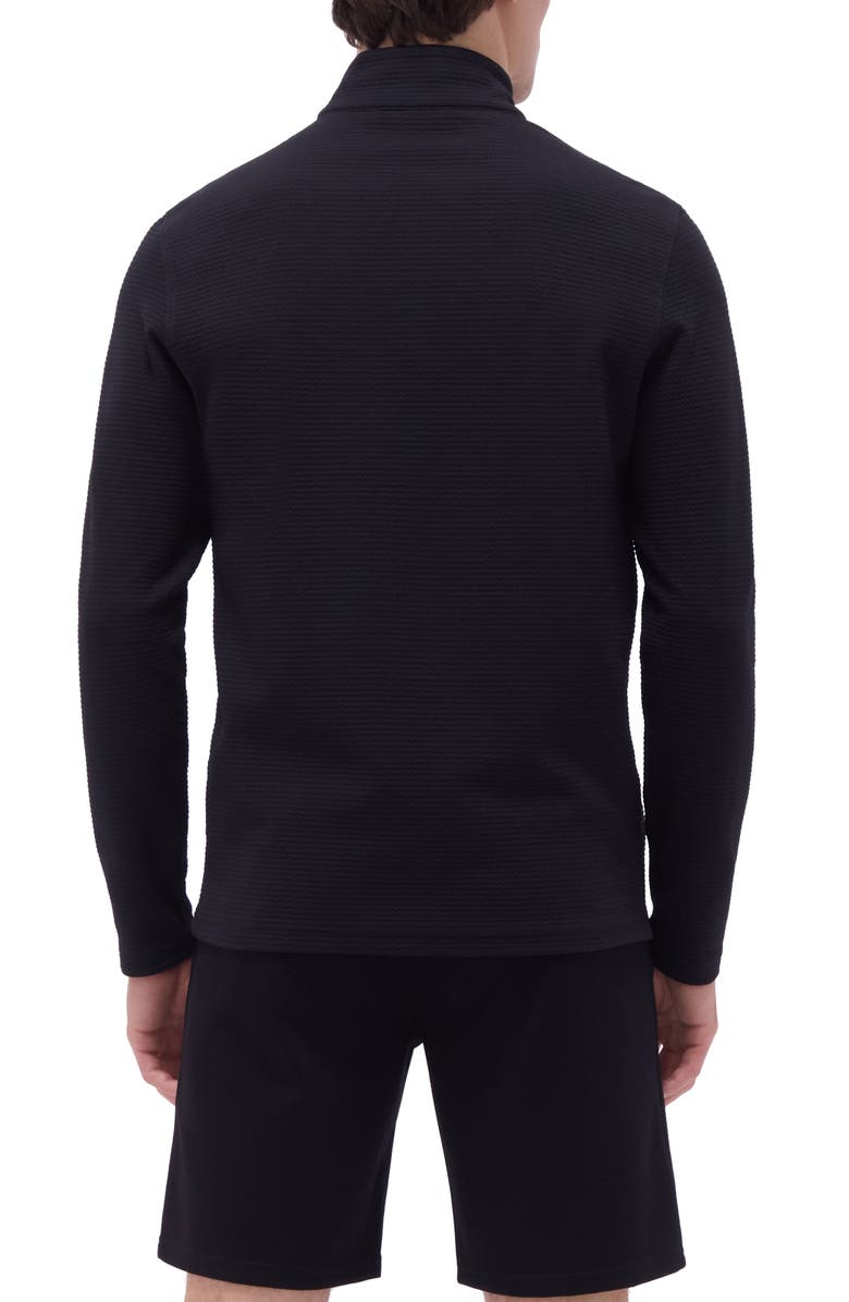 Bugatchi Waffle Knit Quarter Zip Performance Pullover, Alternate, color, Black