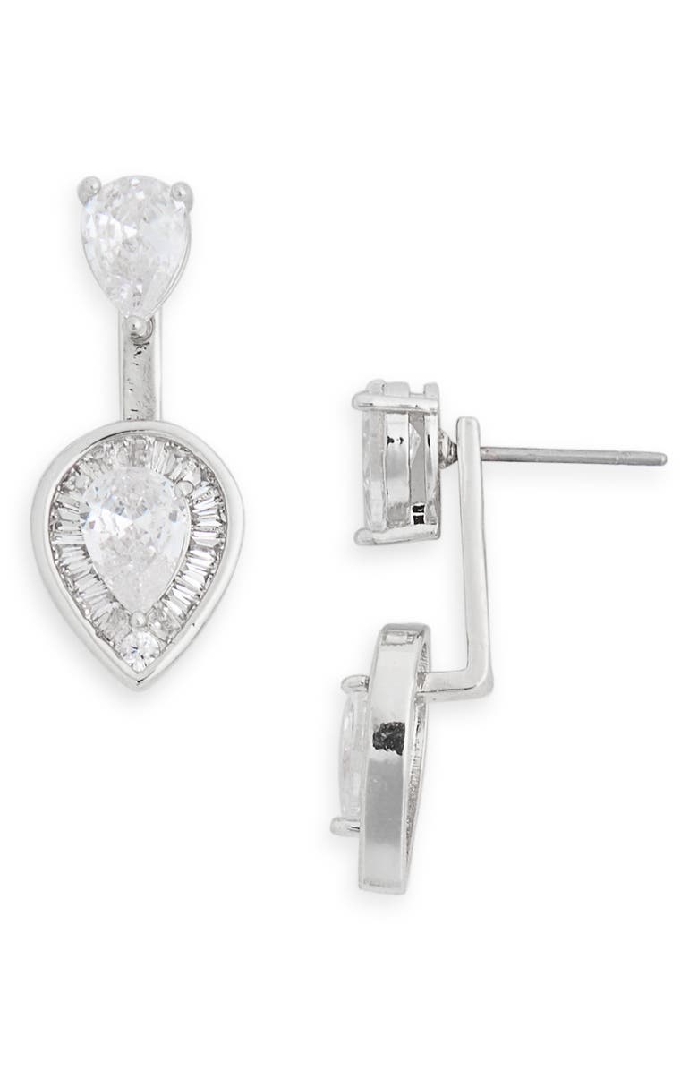 NORDSTROM RACK CZ Pear Jacket Stud Earrings, Main, color, 