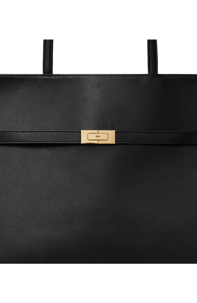 Tory Burch Lee Radziwill Leather Tote, Alternate, color, Black