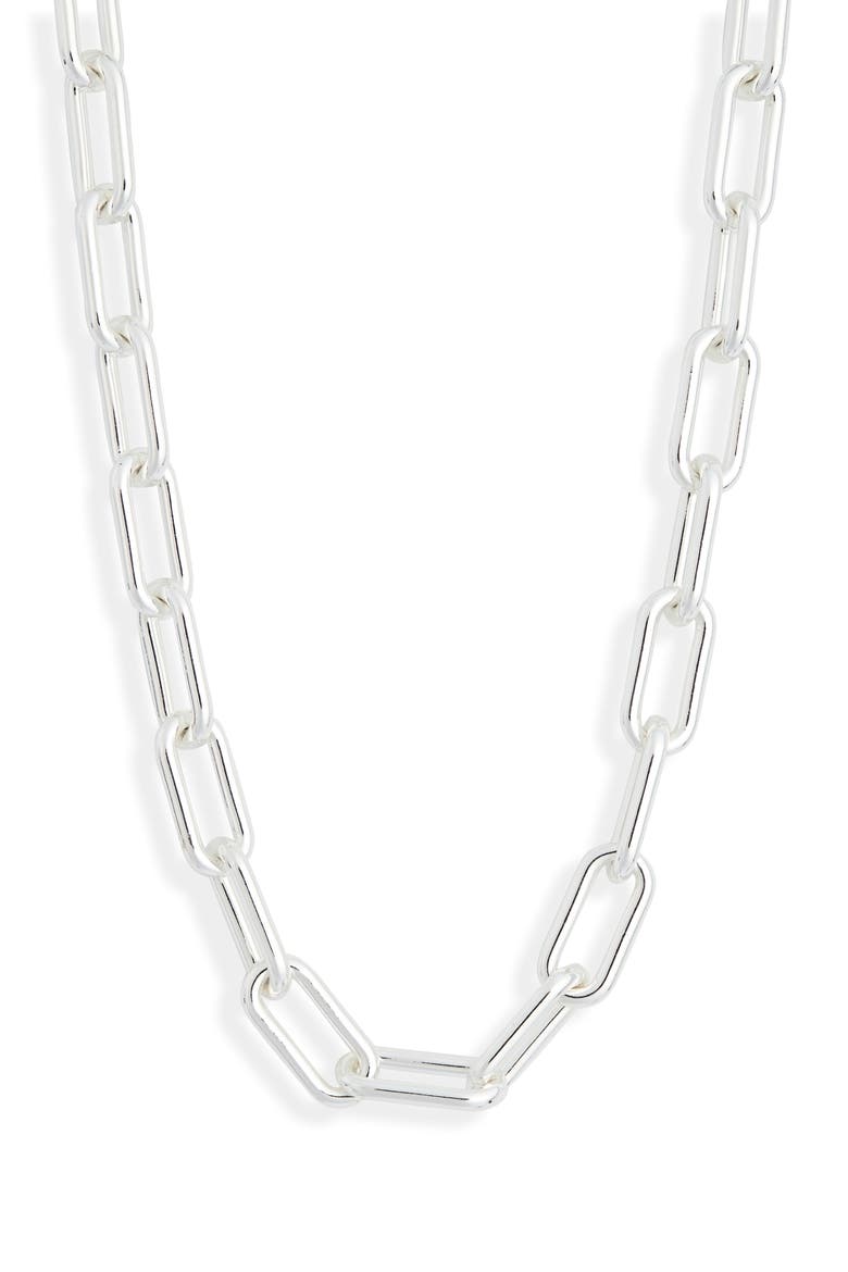 Chain Link Necklace, Main, color, SILVER