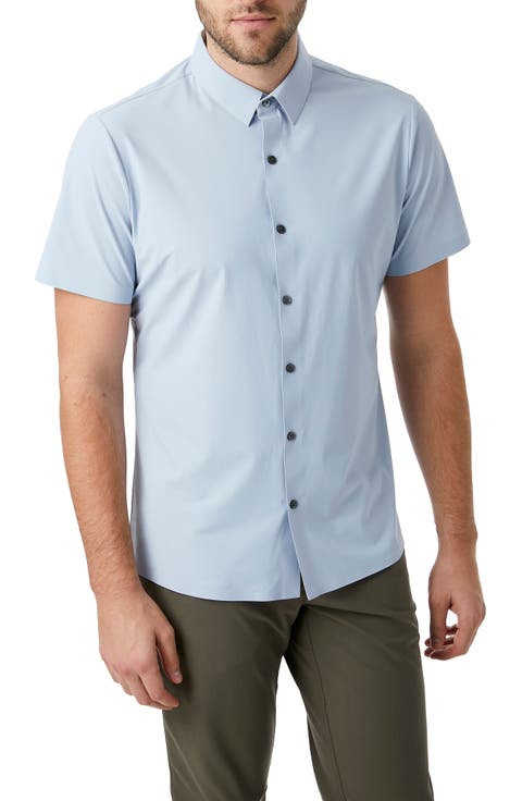 American Me Slim Fit Short Sleeve Button-Up Performance Shirt
