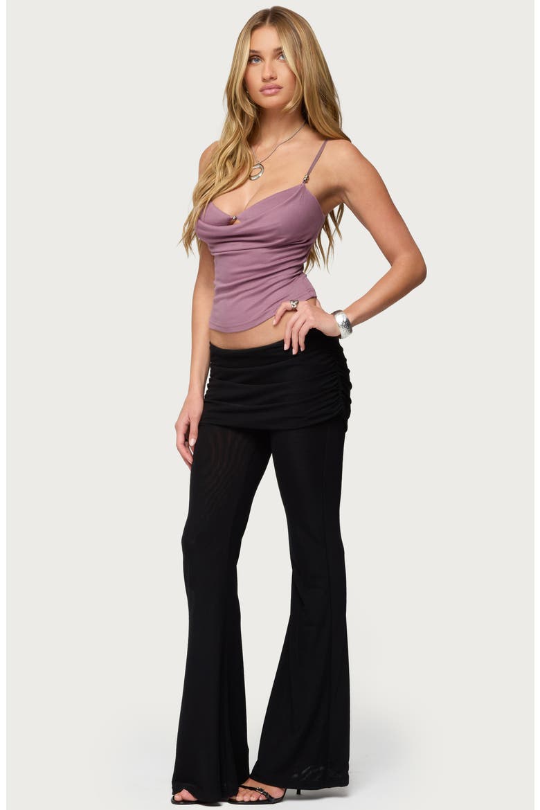Layered Cowl Neck Knit Camisole, Alternate, color, PURPLE