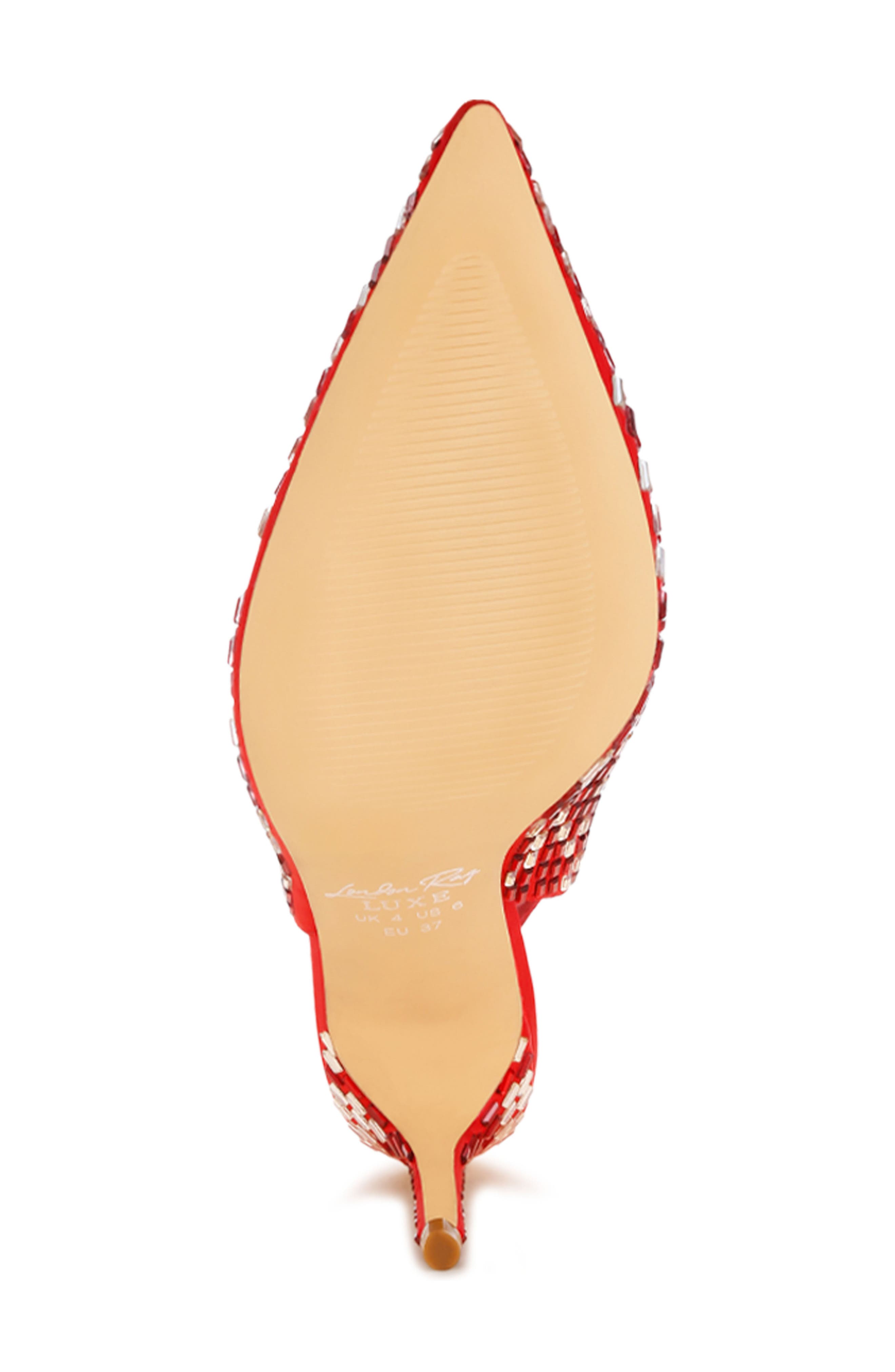 Lutina Mirrored Jewel Slingback Pump, Alternate, color, RED