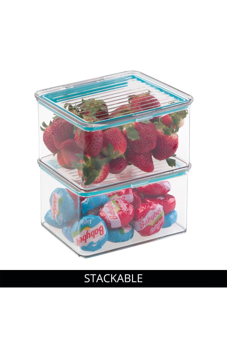 iDesign Small Food Storage Box with Airtight Seal - Set of 4 - Clear, Alternate, color, Natural