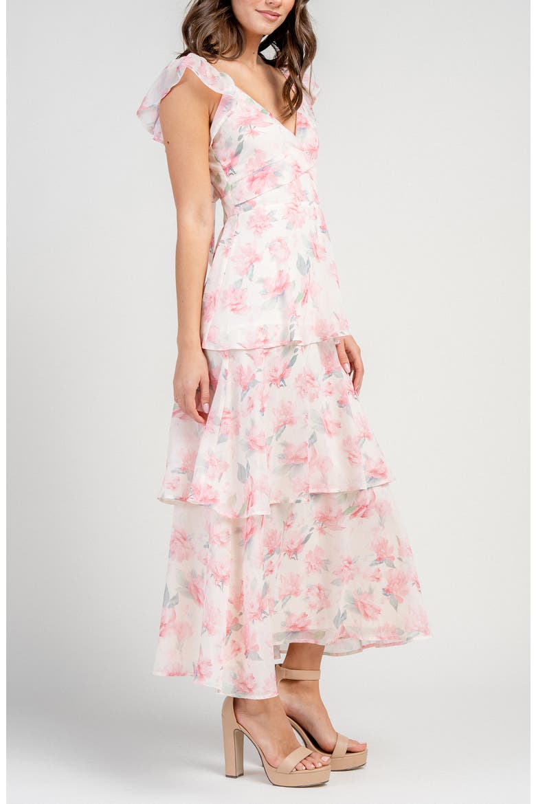 Floral Tiered Maxi Dress, Alternate, color, PINK FLORAL