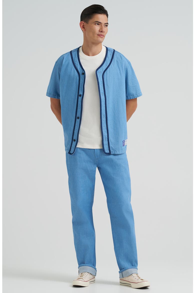 101 Denim Baseball Button-Up Shirt, Alternate, color, DRY LOW DIP