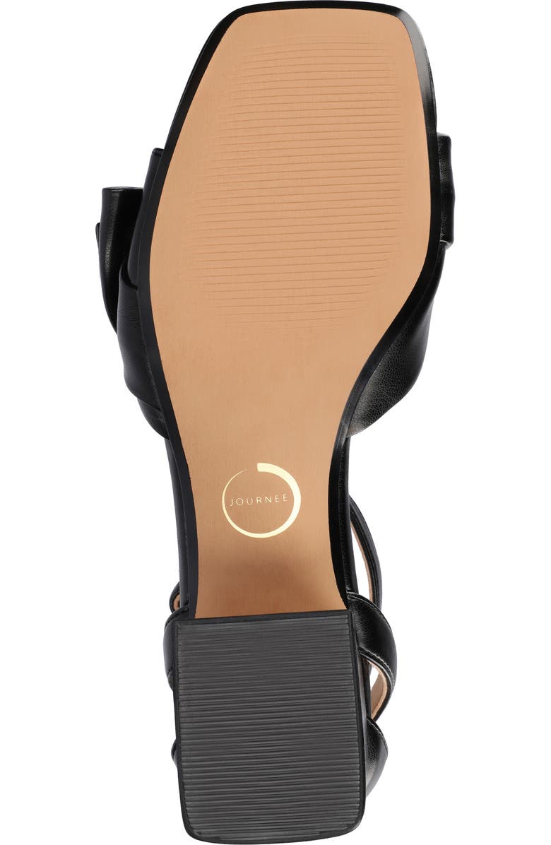 Journee Collection Zevi Bow Block Heel Sandal, Alternate, color, Black Pu