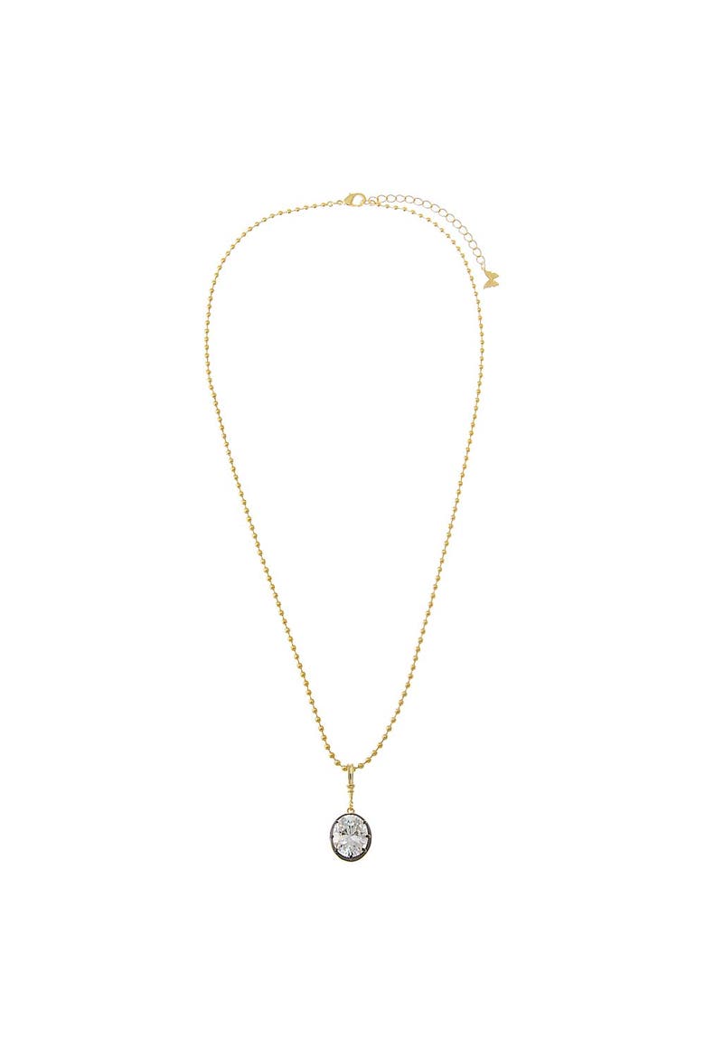 CZ Oval Encased Statement Necklace Charm, Alternate, color, Gold
