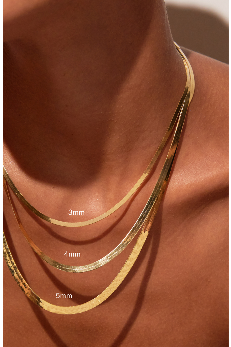 Herringbone Chain Necklace, Alternate, color, Yellow Gold Vermeil