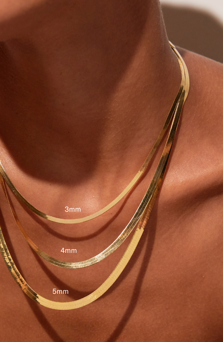 Aurate New York Herringbone Chain Necklace, Alternate, color, Yellow