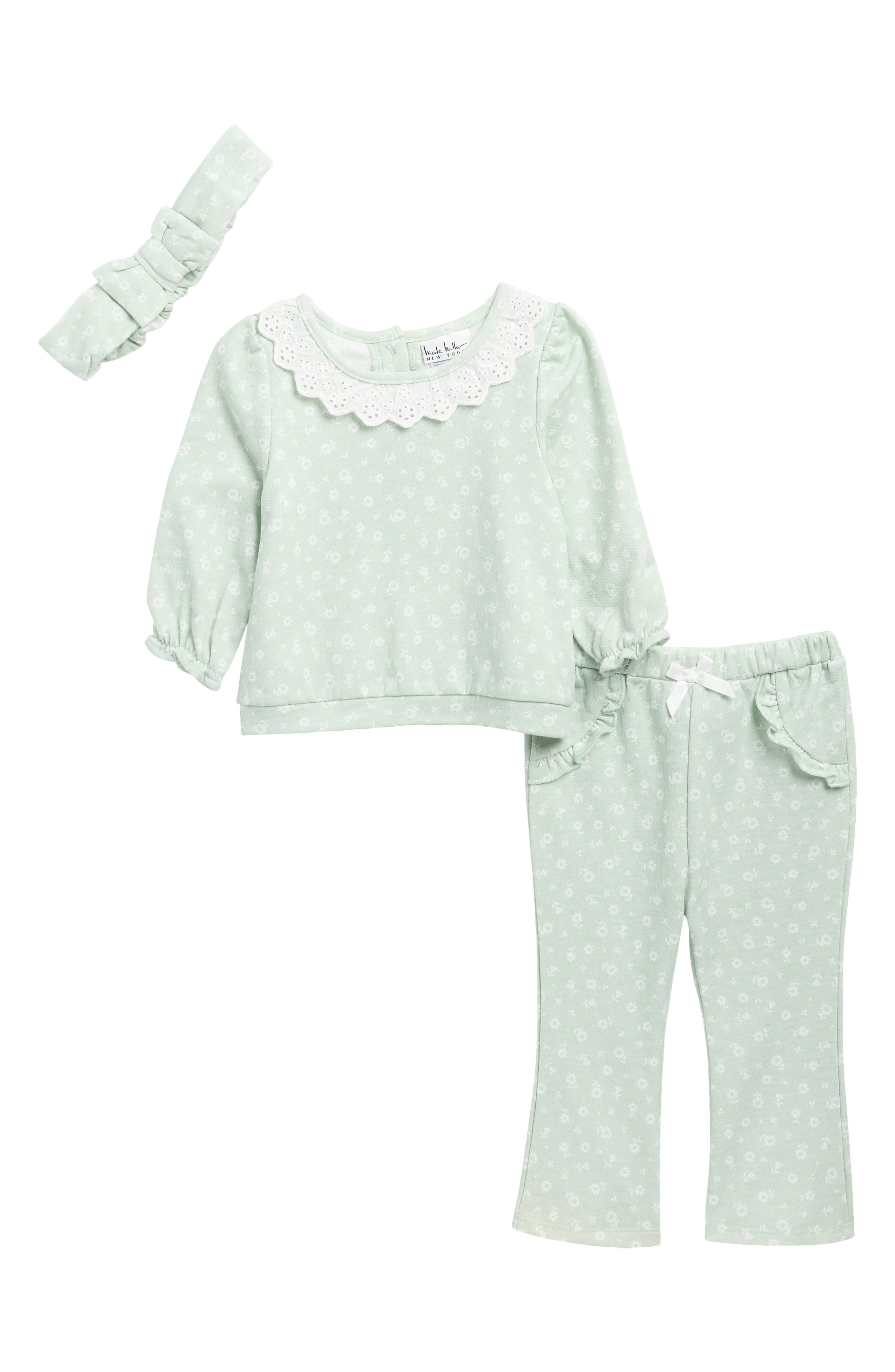Nicole Miller Fleece Top, Pants & Headband Set