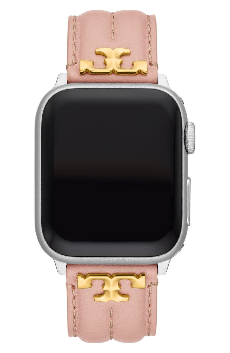 Tory Burch Kira Leather Apple Watch<sup>®</sup> Watchband, Alternate, color, 