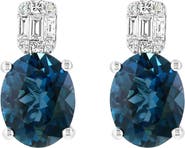 EFFY 14K White Gold Oval London Blue Topaz & Diamond Drop Earrings