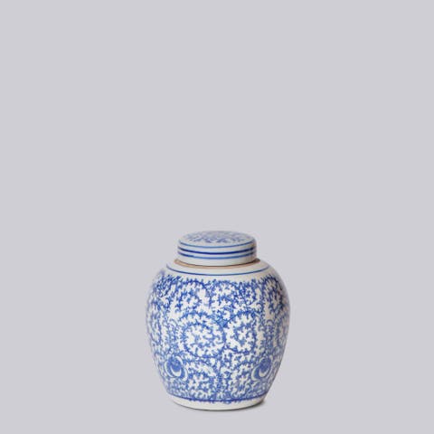 Porcelain Scrolling Peony Round Jar