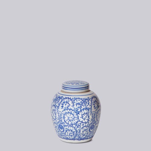 Cobalt Guild Porcelain Scrolling Peony Round Jar