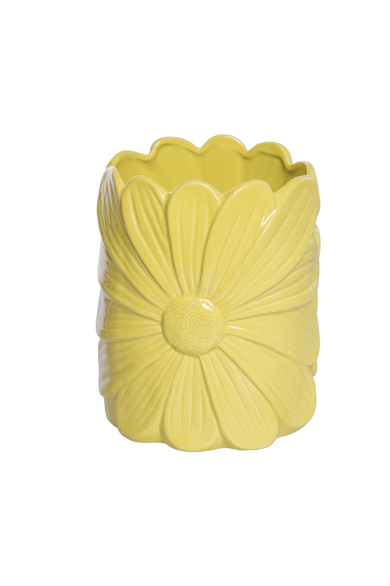 Dolomite Daisy Planter Yellow for Spring Garden Decor, Main, color, Yellow