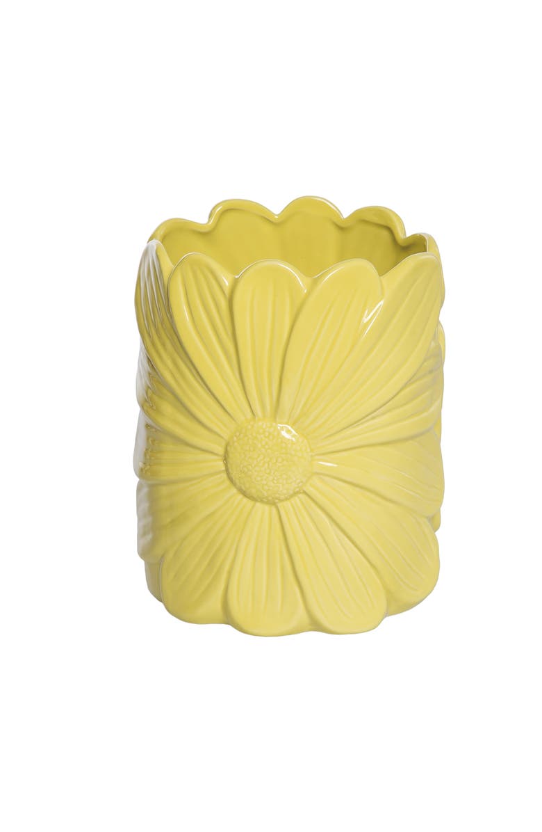 Transpac Dolomite Daisy Planter Yellow for Spring Garden Decor, Main, color, Yellow