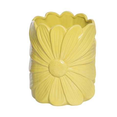 Dolomite Daisy Planter Yellow for Spring Garden Decor