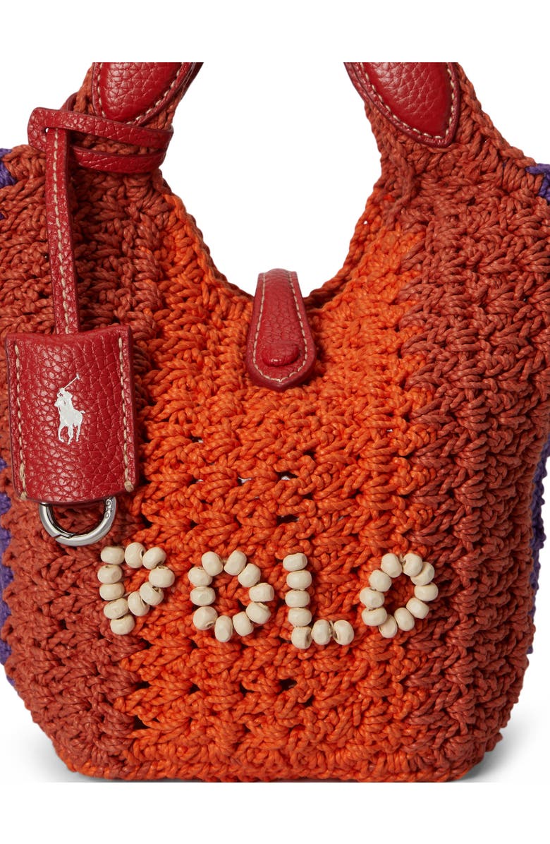 Polo Ralph Lauren Cord Crochet Logo Tote, Alternate, color, Cherry Multi Polo