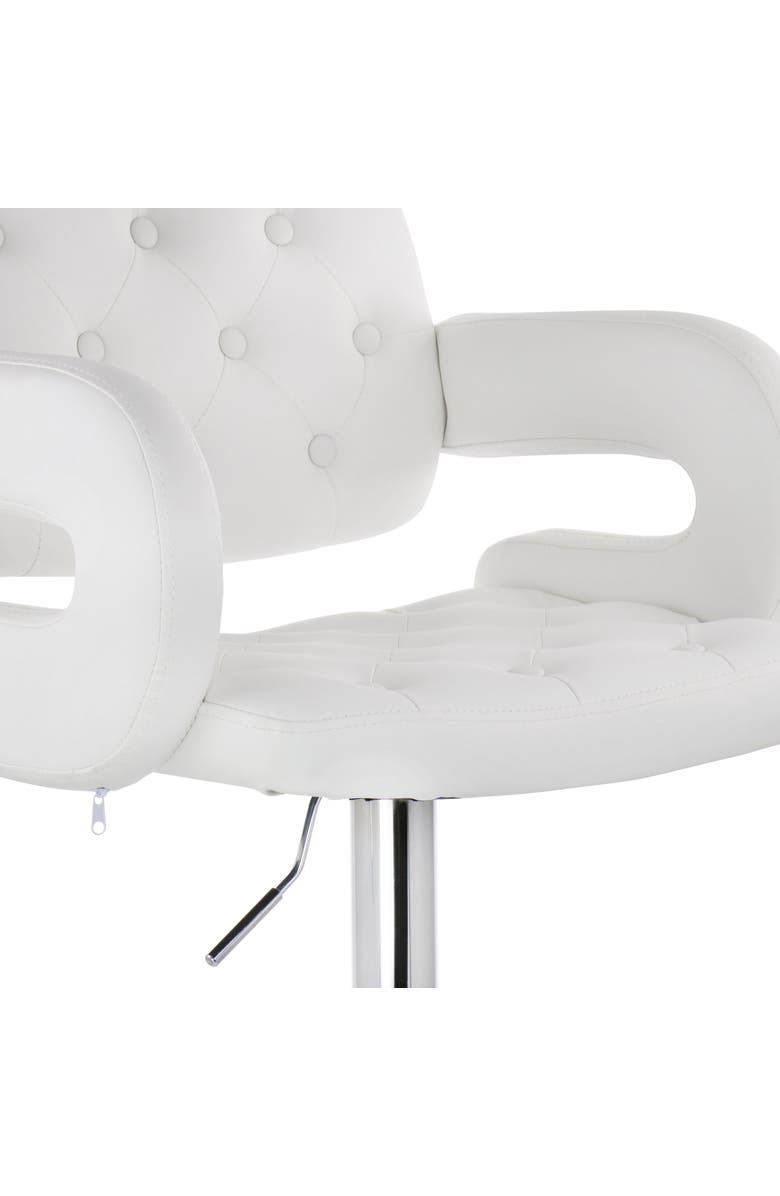 Elama Faux Leather Tufted Bar Stool with Adjustable Height, Alternate, color, White