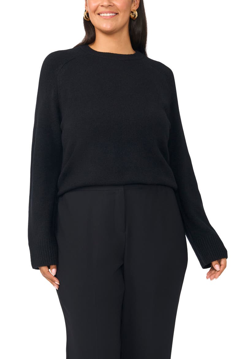 Saddle Shoulder Crewneck Sweater, Alternate, color, RICH BLACK