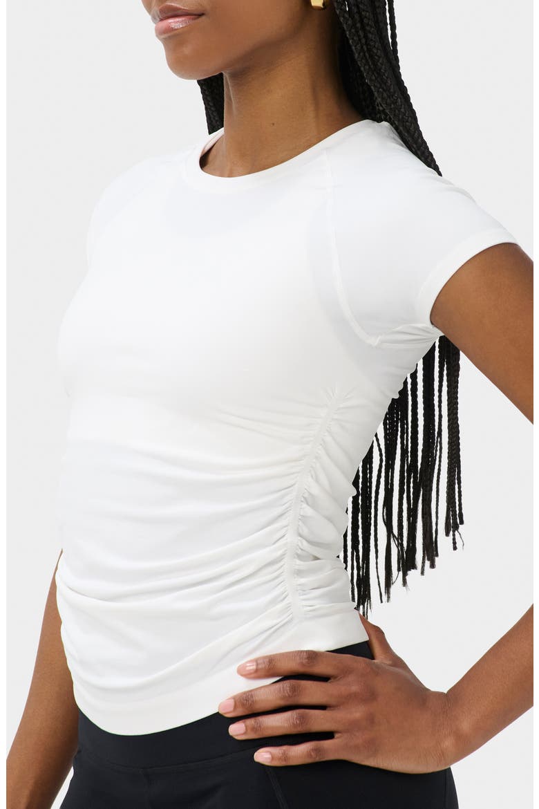 Athlete Side Ruched Top, Alternate, color, WHITE