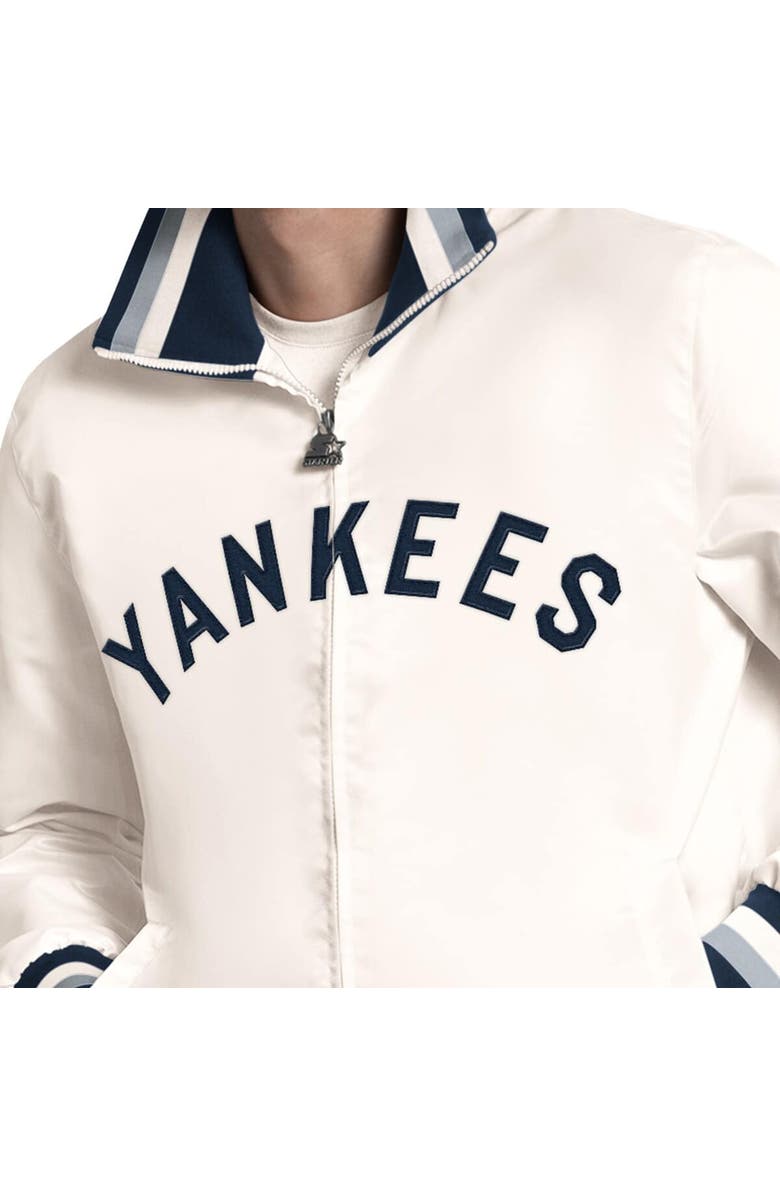 STARTER Men's Starter White New York Yankees The Captain Cooperstown Logo Full-Zip Varsity Jacket, Alternate, color, White
