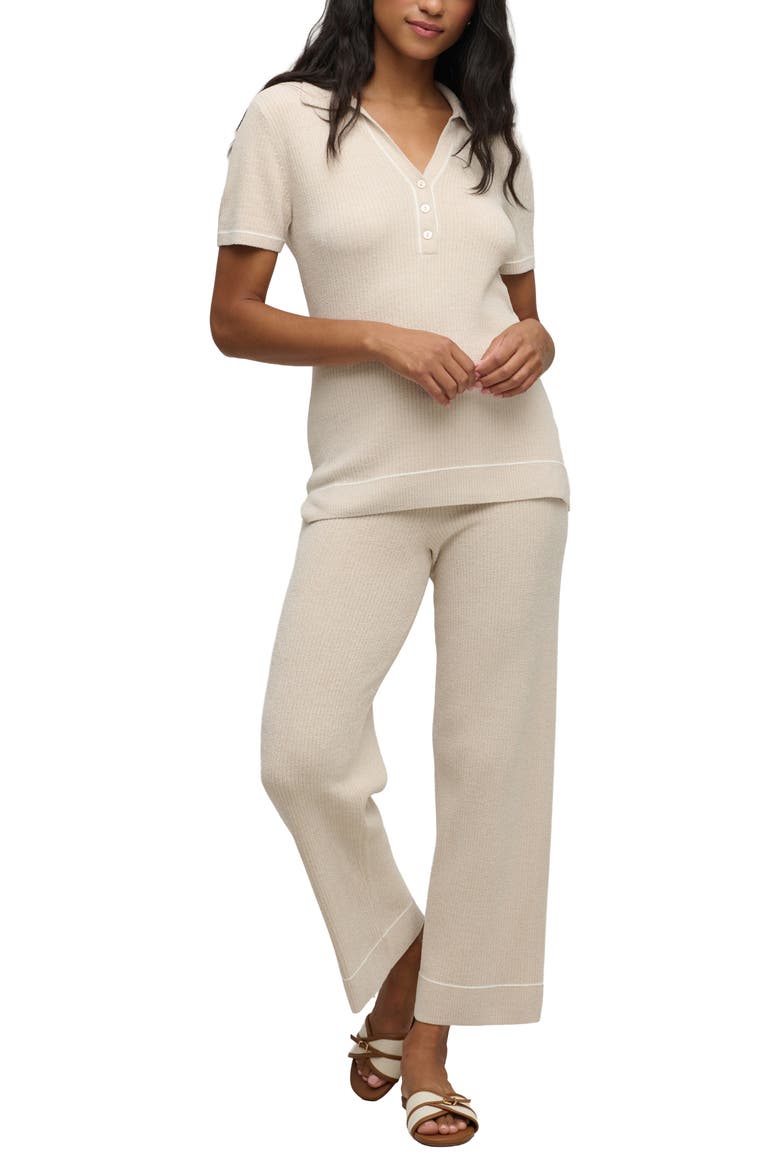 CozyChic® Ultra Lite® Contrast Stripe Rib Polo, Alternate, color, STONE-PEARL