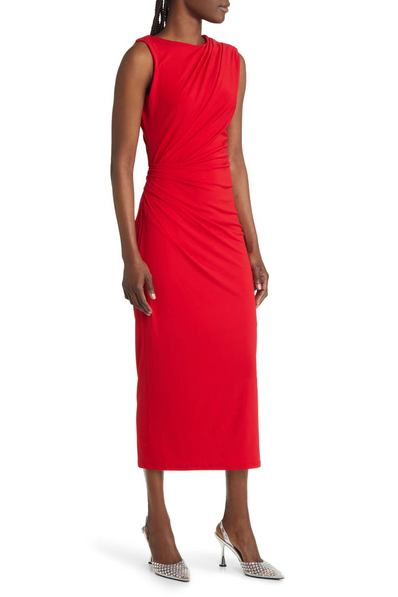 Ruched Body-Con Dress, Alternate, color, RED