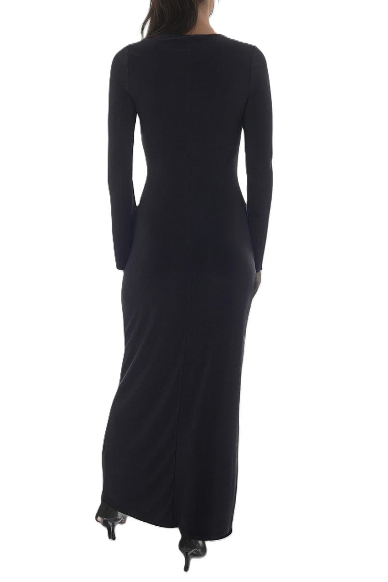 Long Sleeve Keyhole Jersey Maxi Dress, Alternate, color, BLACK