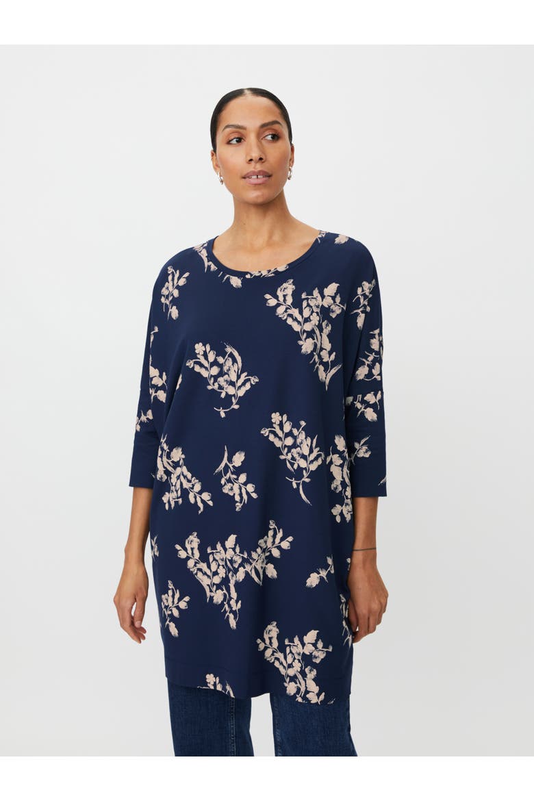 MaGabini Floral Tunic Top, Main, color, Navy Blazer