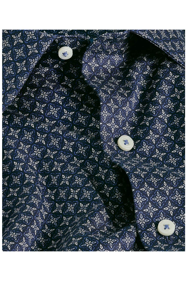 Geometric Print Cotton Sport Shirt, Alternate, color, NAVY