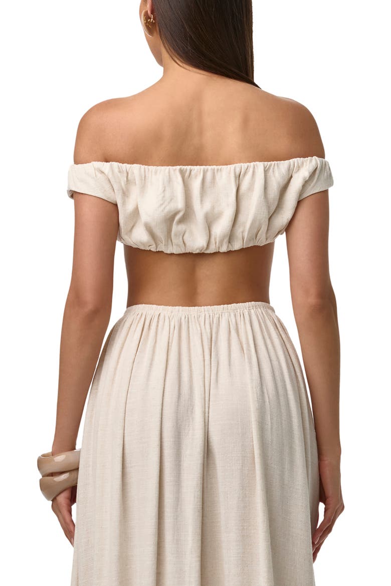 Shirred Off the Shoulder Crop Top, Alternate, color, CREAM