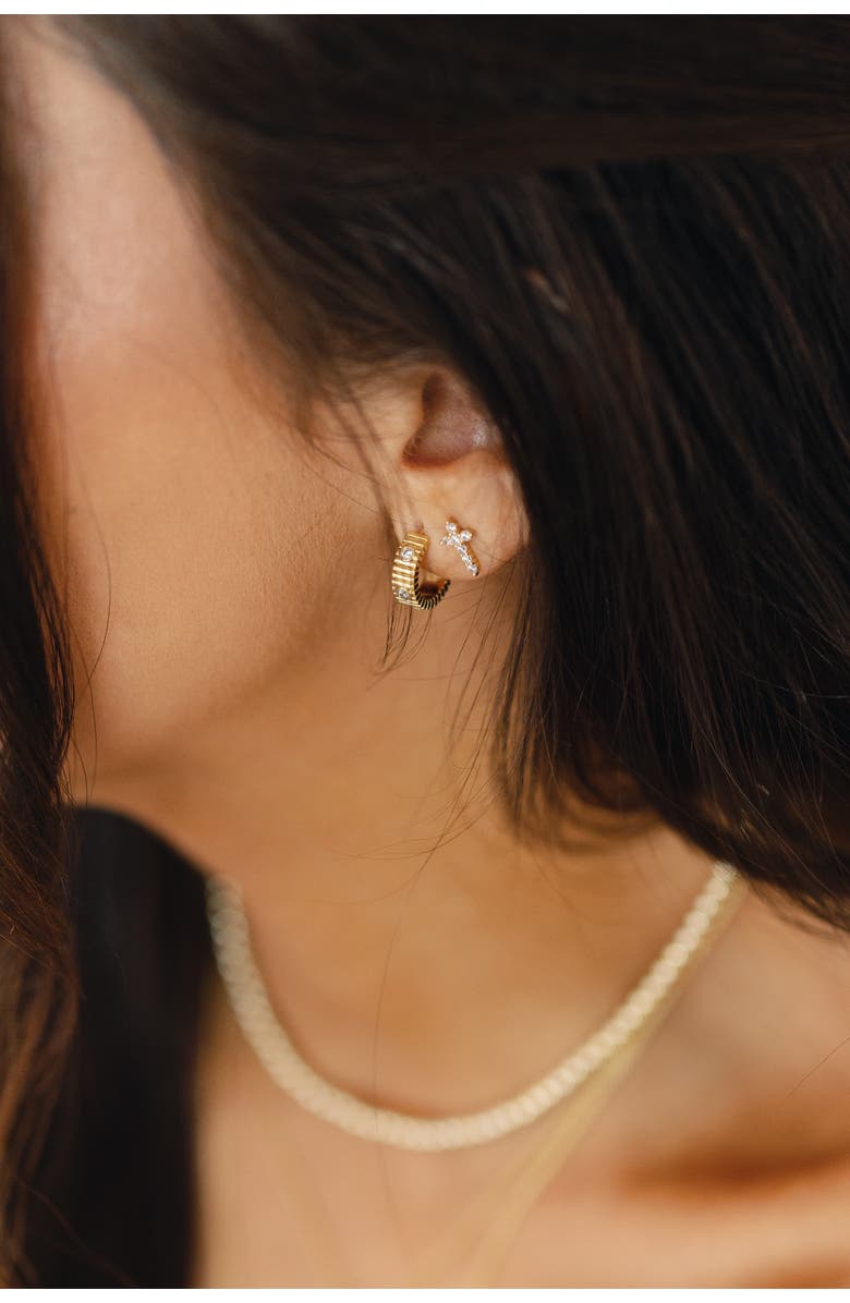 Electric Picks xDede Raad No Greater Love Cross Stud Earrings, Alternate, color, Gold