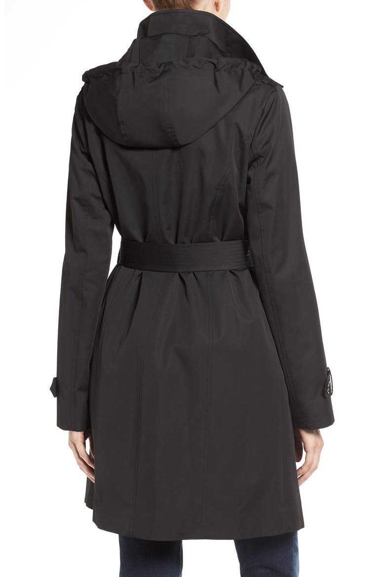 Hooded Trench Coat, Alternate, color, BLACK