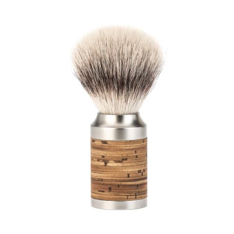 Rocca Stainless Steel & Birch Bark Silvertip Fiber Shaving Brush