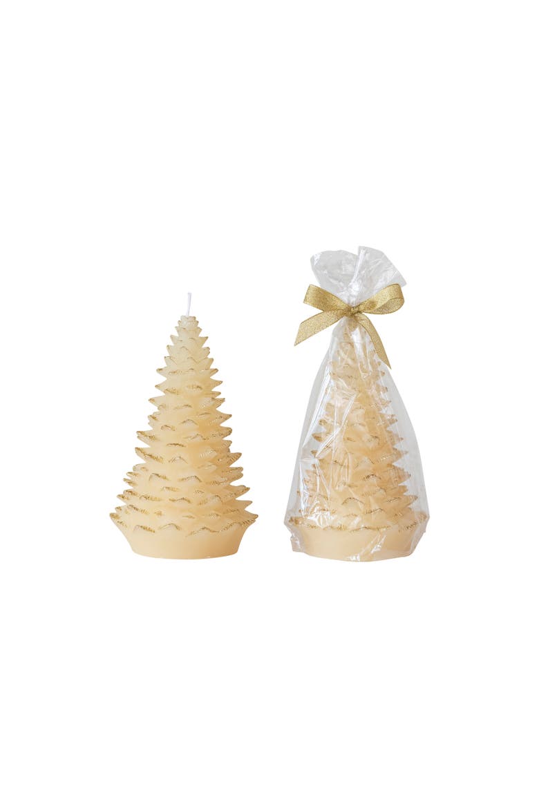 Tall Holiday Tree Shaped Candle with Gold Tips, Main, color, Eggnog