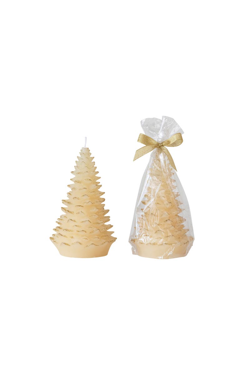 Storied Home Tall Holiday Tree Shaped Candle with Gold Tips, Main, color, Eggnog
