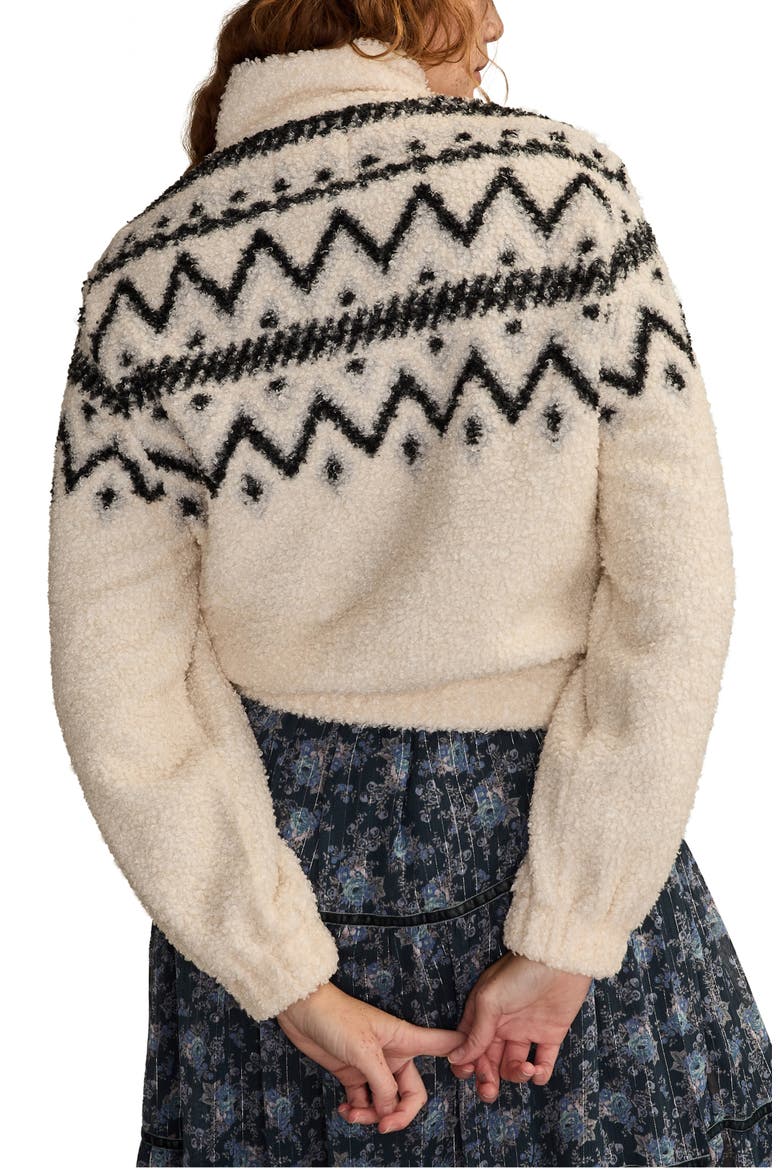High Pile Half Zip Top, Alternate, color, BLACK CREAM MULTI