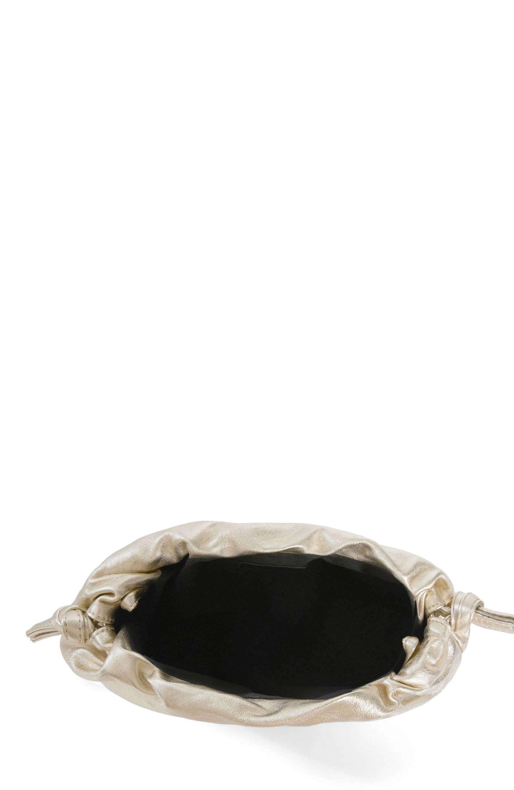 Monica Leather Drawstring Clutch, Alternate, color, Champagne