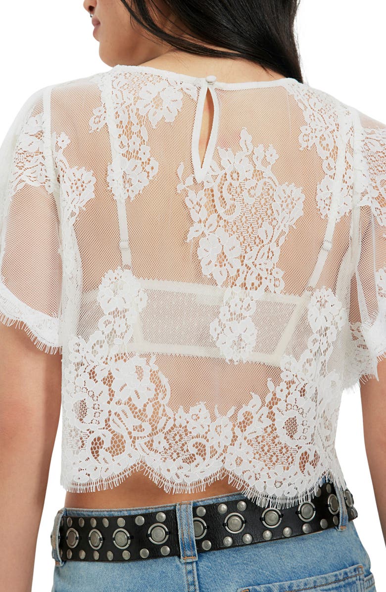 Free People Lunar Ash Lace Crop Top, Alternate, color, Clean Ivory