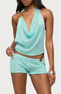 EDIKTED Sarina Sequin Knit Open Back Halter Top