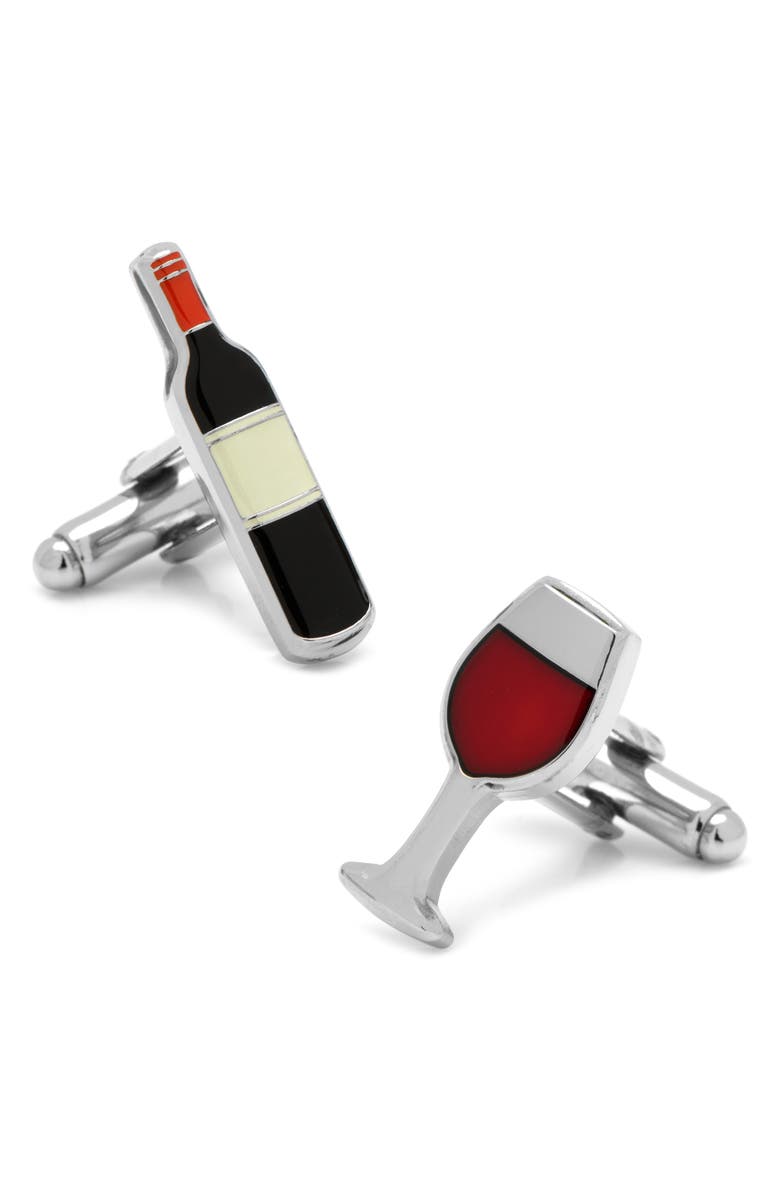 Cufflinks, Inc. Wine & Bottle Cuff Links, Main, color, Silver